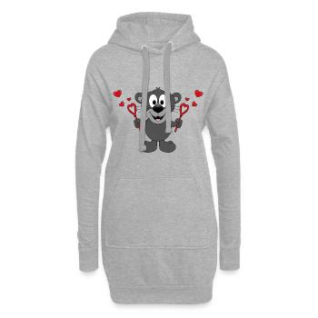 SEIFENBLASEN - LIEBE - PANTHER - TIERISCH - BABY - Hoodie-Kleid - Grau meliert - Vorne