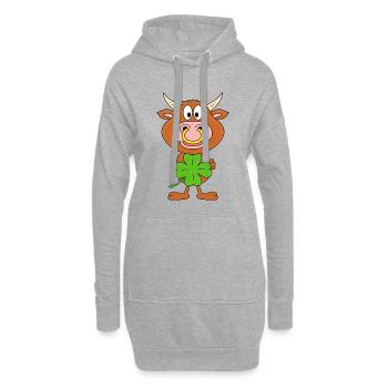 KLEEBLATT - GLÜCKSBRINGER - GLÜCK - STIER - BULLE - Hoodie-Kleid - Grau meliert - Vorne