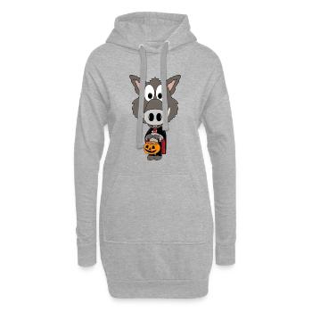 HALLOWEEN - WILDSCHWEIN - TIER - KIND - BABY - Hoodie-Kleid - Grau meliert - Vorne