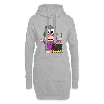 HALLOWEEN - HEXE - MAULWURF - KOCH - TIERISCH - Hoodie-Kleid - Grau meliert - Vorne
