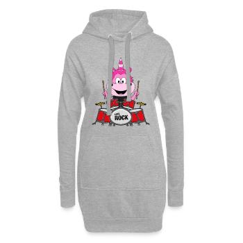 SCHLAGZEUG - EINHORN - MUSIK - TIER - KIND - BABY - Hoodie-Kleid - Grau meliert - Vorne