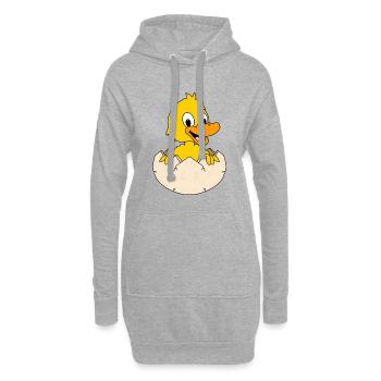 ENTE - KÜKEN - EIS - GEBURT - BABY - KIND - TIER - Hoodie-Kleid - Grau meliert - Vorne