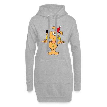 HUND - WEIHNACHTEN - GLOCKEN - TIER - KIND - BABY - Hoodie-Kleid - Grau meliert - Vorne