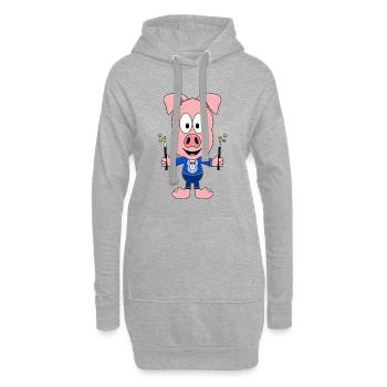 SCHWEIN - ZAUBERER - ZAUBERN - TIER - KIND - BABY - Hoodie-Kleid - Grau meliert - Vorne
