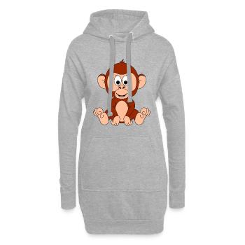 AFFE - TIER - KIND - BABY - TIERISCH - Hoodie-Kleid - Grau meliert - Vorne