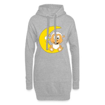 MOND - SCHAF - TIER - TIERISCH - KIND - BABY - Hoodie-Kleid - Grau meliert - Vorne