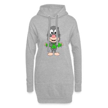 KLEEBLATT - MAULWURF - GLÜCK - TIER - KIND - BABY - Hoodie-Kleid - Grau meliert - Vorne