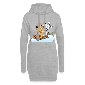 HUNDE - SCHLITTEN - RODELN - HUND - WINTERSPORT - Hoodie-Kleid - Grau meliert - Vorne