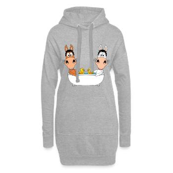 BADEN - BADEWANNE - PFERDE - PONYS - LIEBE - Hoodie-Kleid - Grau meliert - Vorne