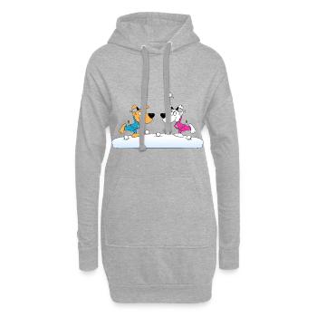 HUNDE - SCHNEEBALLSCHLACHT - TIERE - FUN - SCHNEE - Hoodie-Kleid - Grau meliert - Vorne