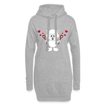 SEIFENBLASEN - KATZE - KATER - LIEBE - TIERISCH - Hoodie-Kleid - Grau meliert - Vorne