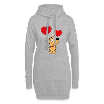 HUND - LIEBE - LUFTBALLONS - LOVE - TIERISCH - Hoodie-Kleid - Grau meliert - Vorne
