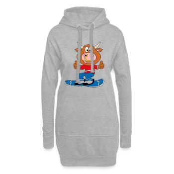 STIER - BULLE - RIND - SNOWBOARD - WINTERSPORT - Hoodie-Kleid - Grau meliert - Vorne