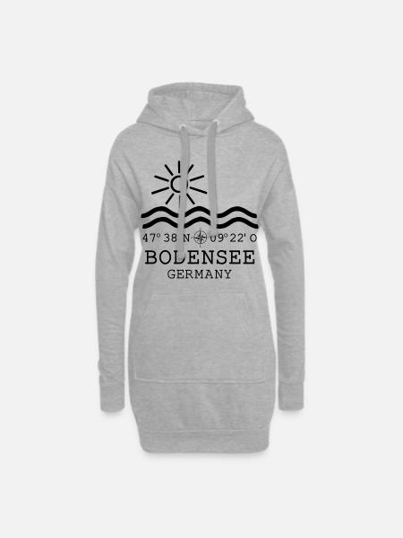 Bodensee Binnensee Deutschland Koordinaten - Hoodie-Kleid - Grau meliert