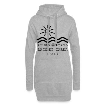 Gardasee Lago di Garda Italien Koordinaten - Hoodie-Kleid - Grau meliert - Vorne