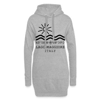 Lago Maggiore See Langensee Italien Koordinaten - Hoodie-Kleid - Grau meliert - Vorne