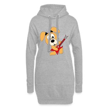GITARRE - MUSIK - HUND - TIERISCH - KIND - BABY - Hoodie-Kleid - Grau meliert - Vorne