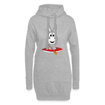 KAJAK - KANU - ESEL - TIER - KIND - BABY - Hoodie-Kleid - Grau meliert - Vorne
