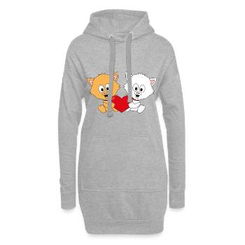 KATZEN - LIEBE - TIER - KIND - BABY - VERLIEBT - Hoodie-Kleid - Grau meliert - Vorne