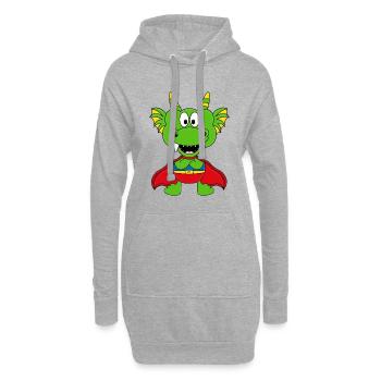 SUPERHELD - DRACHE - KIND - BABY - HELD - Hoodie-Kleid - Grau meliert - Vorne