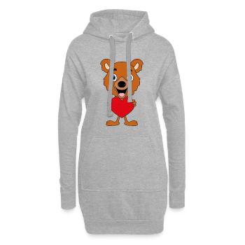 TEDDY - BÄR - TEDDYBÄR - HERZ - LIEBE - VERLIEBT - Hoodie-Kleid - Grau meliert - Vorne