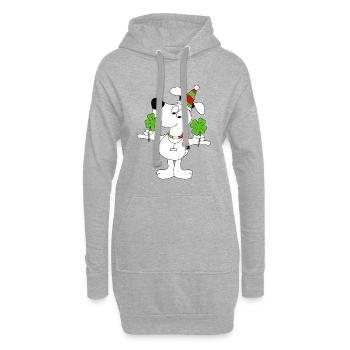 HUND - KLEEBLÄTTER - GLÜCKSBRINGER - Hoodie-Kleid - Grau meliert - Vorne