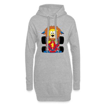 LÖWE - MOTORSPORT - RENNWAGEN - AUTO - TIER - Hoodie-Kleid - Grau meliert - Vorne