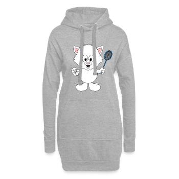 KATZE - KATER - FEDERBALL - BADMINTON - SPORT - Hoodie-Kleid - Grau meliert - Vorne