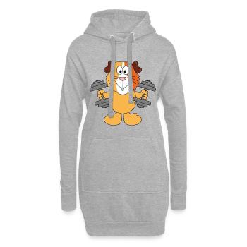 MEERSCHWEINCHEN - HANTELN - FIT - FITNESS - Hoodie-Kleid - Grau meliert - Vorne