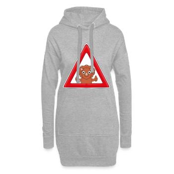 ACHTUNG DINO - DINOSAURIER - KIND - BABY - Hoodie-Kleid - Grau meliert - Vorne