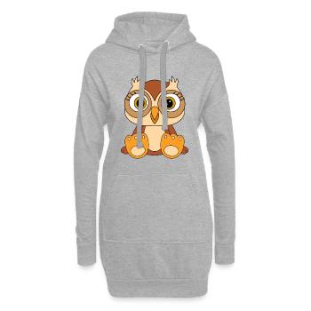EULE - TIER - KIND - BABY - VOGEL - Hoodie-Kleid - Grau meliert - Vorne