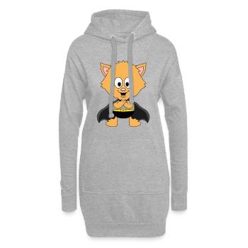 KATZE - KATER - SUPERHELD - TIER - KIND - BABY - Hoodie-Kleid - Grau meliert - Vorne