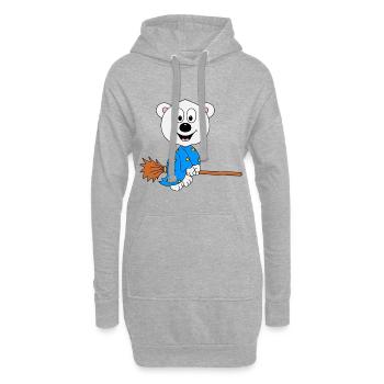 HEXE - EISBÄR - HEXENBESEN - HALLOWEEN - TIER - Hoodie-Kleid - Grau meliert - Vorne
