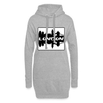 Londres Angleterre Skyline Silhouette Souvenir de voyage - Sweat-shirt à capuche long Femme - gris chiné - Devant