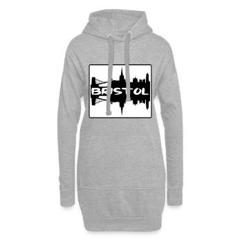 Bristol Angleterre Skyline Silhouette Souvenir de voyage - Sweat-shirt à capuche long Femme - gris chiné - Devant