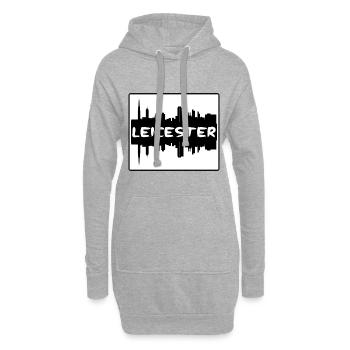 Leicester Angleterre Skyline Silhouette Voyage Souven - Sweat-shirt à capuche long Femme - gris chiné - Devant