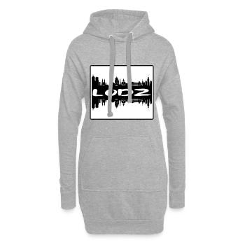 Lodz Pologne Skyline Silhouette Souvenir de voyage - Sweat-shirt à capuche long Femme - gris chiné - Devant