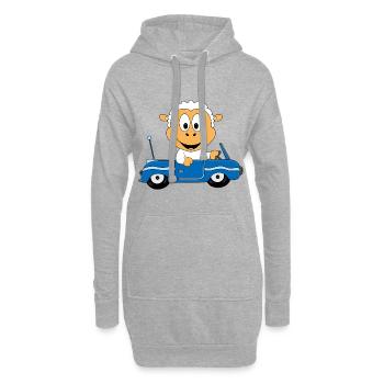 SCHAF - AUTO - TIER - KIND - BABY - Hoodie-Kleid - Grau meliert - Vorne
