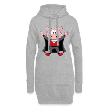 SCHWEIN - DRACULA - VAMPIR - HALLOWEEN - Hoodie-Kleid - Grau meliert - Vorne