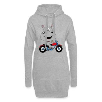 NILPFERD - MOTORRAD - TIER - KIND - BABY - Hoodie-Kleid - Grau meliert - Vorne