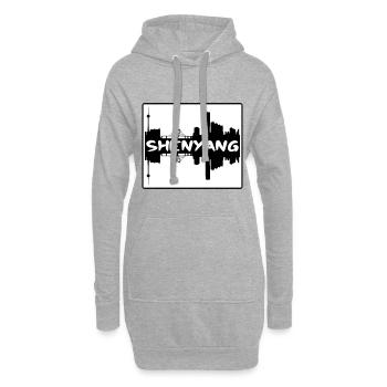 Shenyang Chine Skyline Silhouette Voyage Souvenir - Sweat-shirt à capuche long Femme - gris chiné - Devant