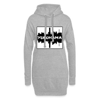 Yokohama Japon Skyline Silhouette Voyage Souvenir - Sweat-shirt à capuche long Femme - gris chiné - Devant