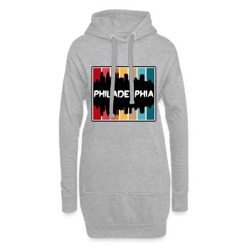 Philadelphie Pennsylvanie États-Unis Skyline Silhouette T - Sweat-shirt à capuche long Femme - gris chiné - Devant