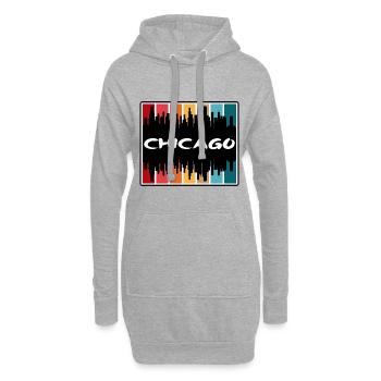 Chicago Illinois États-Unis Skyline Silhouette Voyage Sou - Sweat-shirt à capuche long Femme - gris chiné - Devant