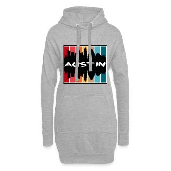 Austin Texas États-Unis Skyline Silhouette Voyage Souveni - Sweat-shirt à capuche long Femme - gris chiné - Devant