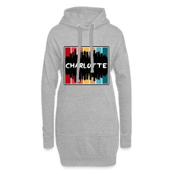 Charlotte Caroline du Nord États-Unis Skyline Silhouette Tr - Sweat-shirt à capuche long Femme - gris chiné - Devant