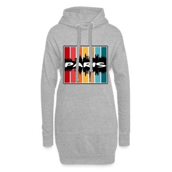 Paris France Skyline Silhouette Voyage Souvenir - Sweat-shirt à capuche long Femme - gris chiné - Devant