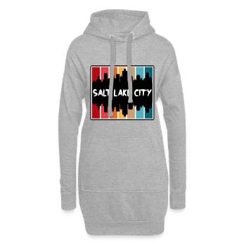 Salt Lake City Utah États-Unis Skyline Silhouette Voyage - Sweat-shirt à capuche long Femme - gris chiné - Devant