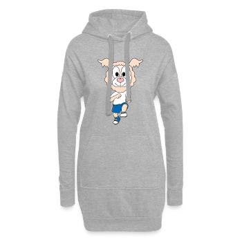 LAMA - ALPAKA - LAUFEN - JOGGEN - SPORT - Hoodie-Kleid - Grau meliert - Vorne