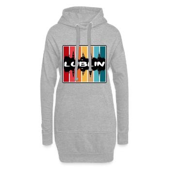 Lublin Pologne Skyline Silhouette Souvenir de voyage - Sweat-shirt à capuche long Femme - gris chiné - Devant